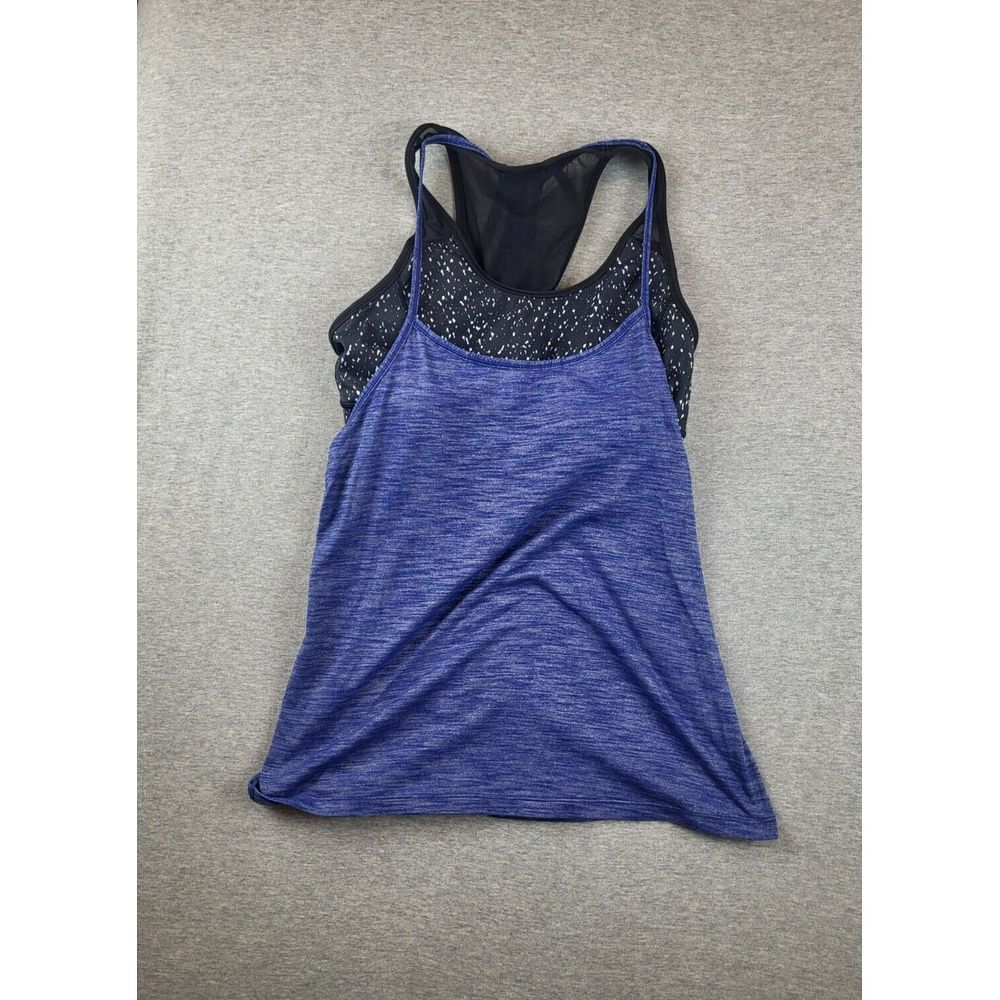 Lululemon Tough It Out Tank Womens Sz. 4 XXS Blue & Black Speckle Heather Light‎